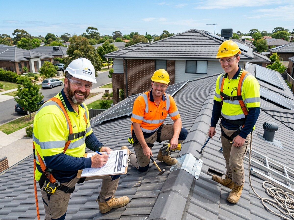 Professional roofer completing hands-on trade work